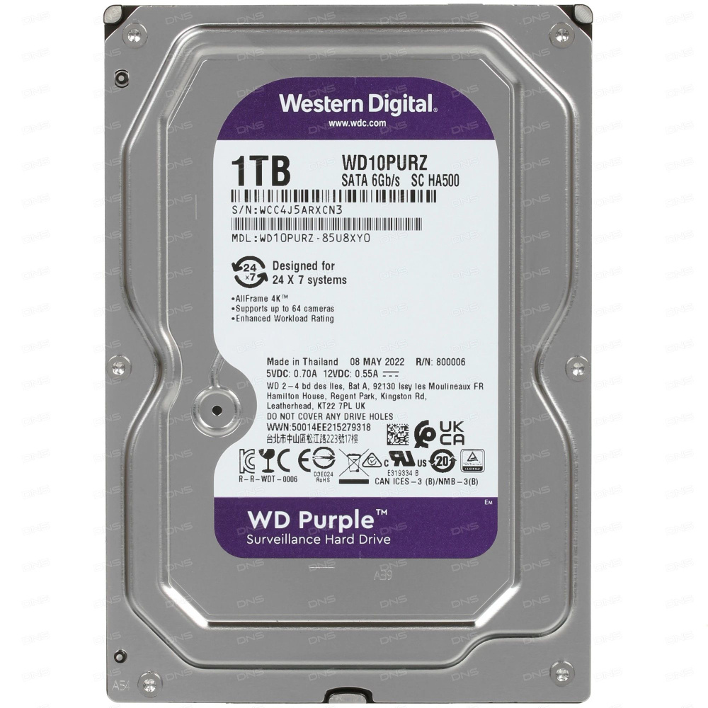 Western Digital 1 ТБ Внутренний жесткий диск (WD10PURZ)  #1