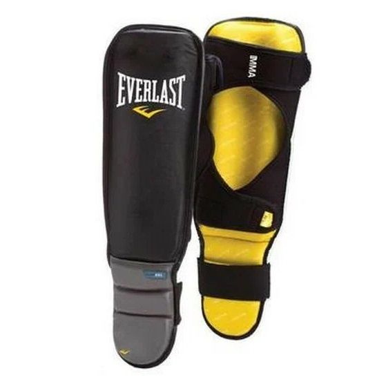 Защита голени и стопы Everlast GEL Grappling _ размер S/M _ натуральная кожа _ черный / ММА, кикбоксинг #1