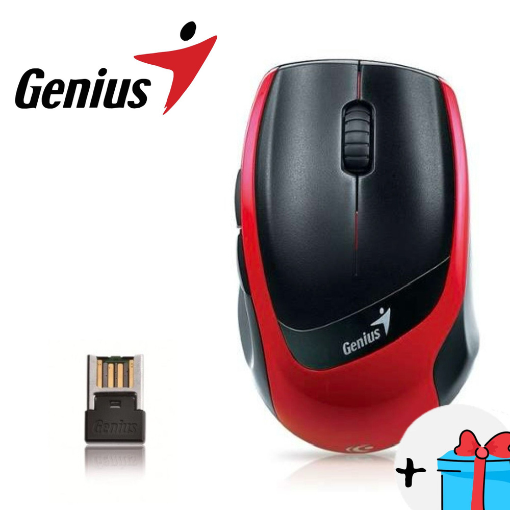 Беспроводная Мышь Genius DX-7100, оптическая, беспроводная, USB, черный и красный  #1