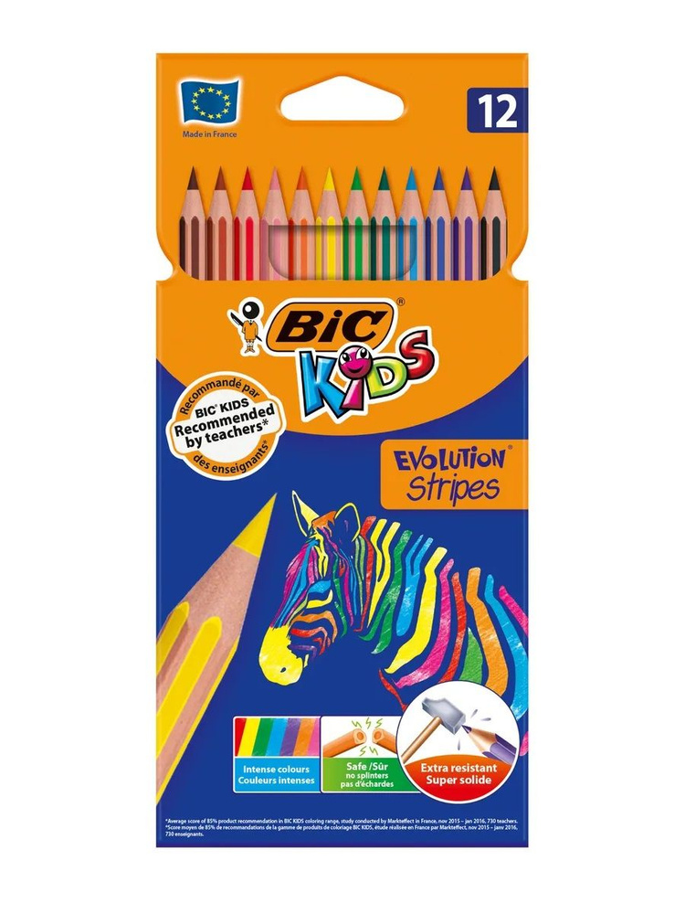 Карандаши цветные BIC Kids Evolution Stripes 12 цветов, 1 упак #1