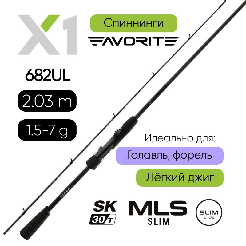 Спиннинг ультралайт Favorite X1.1 682UL 2.03m 1.5-7g на голавля, форель, лёгкий джиг  #1