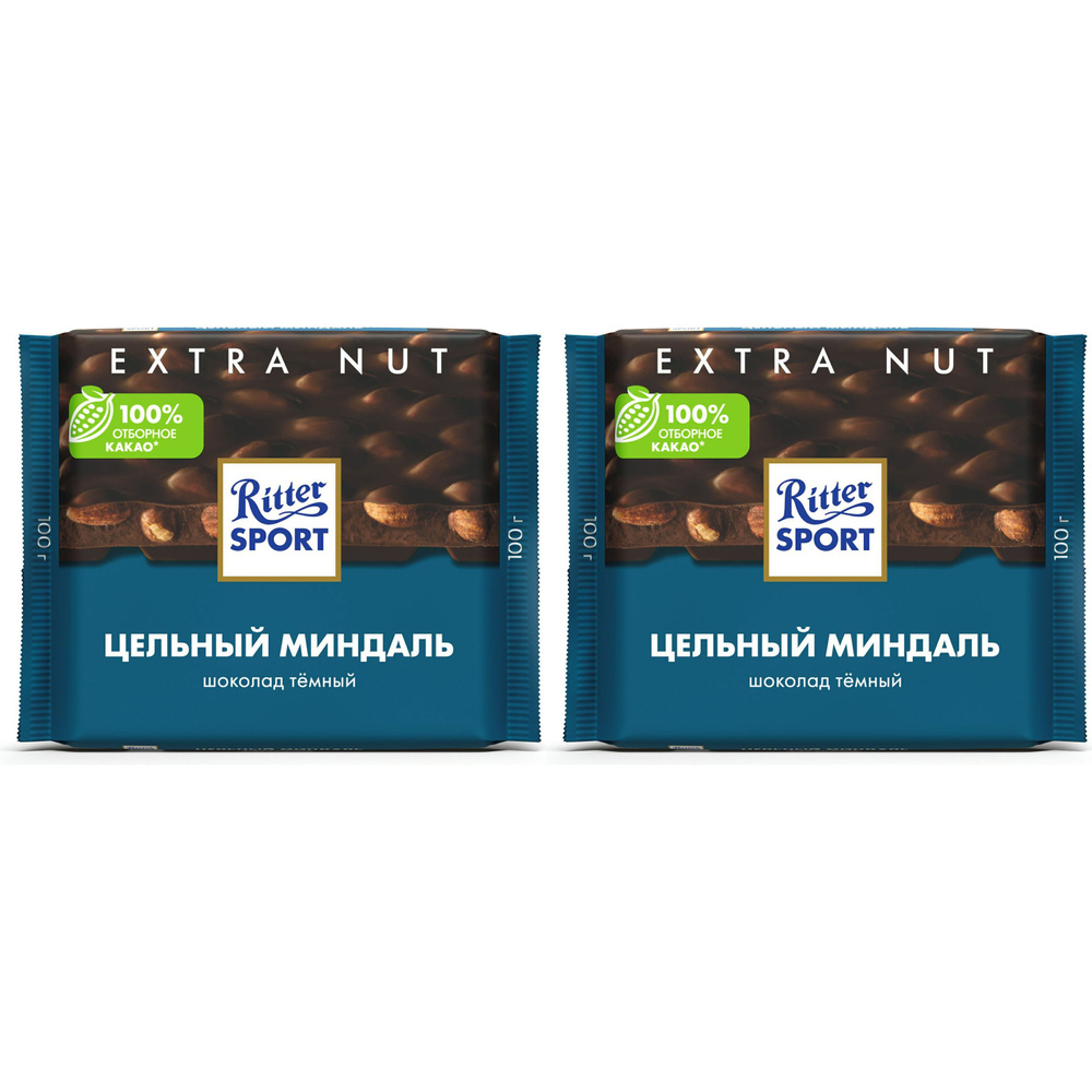 Шоколад Ritter Sport темный цельный миндаль 100 г, набор: 2 штуки  #1