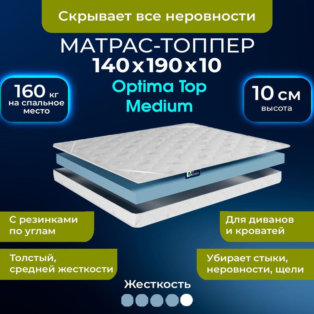 Стеганый топпер-наматрасник на резинке BEDDO 140x200 защитный чехол на матрас, топпер  #1