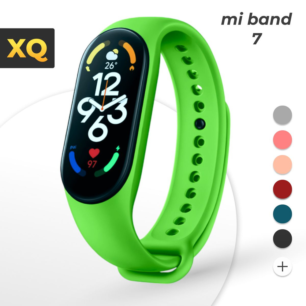 Ремешок для Xiaomi Mi Band 7, 6, 5 (новый дизайн от mi band 7) Подходит для ми бэнд 5, 6, 7 / Зелёный #1