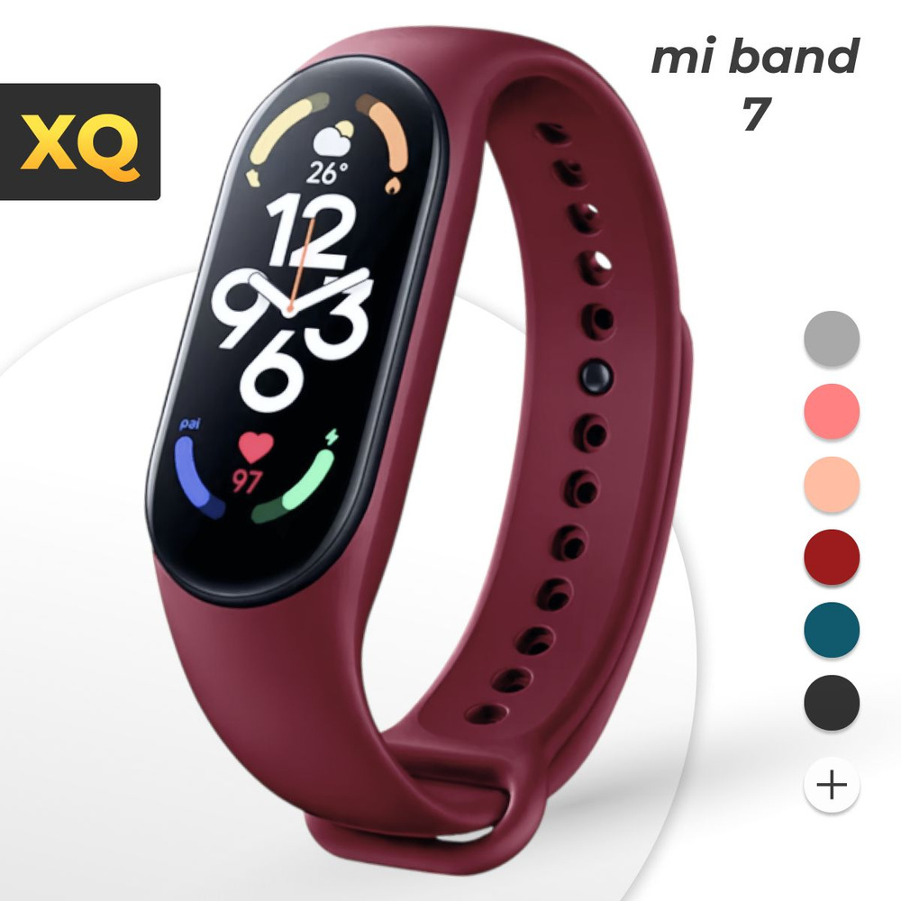 Ремешок для Xiaomi Mi Band 7, 6, 5 (новый дизайн от mi band 7) Подходит для ми бэнд 5, 6, 7 / Бордовый #1