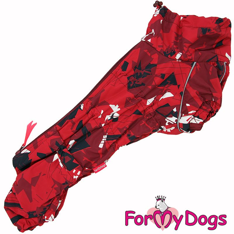 Дождевик утепленный для такс ForMyDogs Красно-черный на девочку TDSS0045-2024T F, Размер ТС1  #1