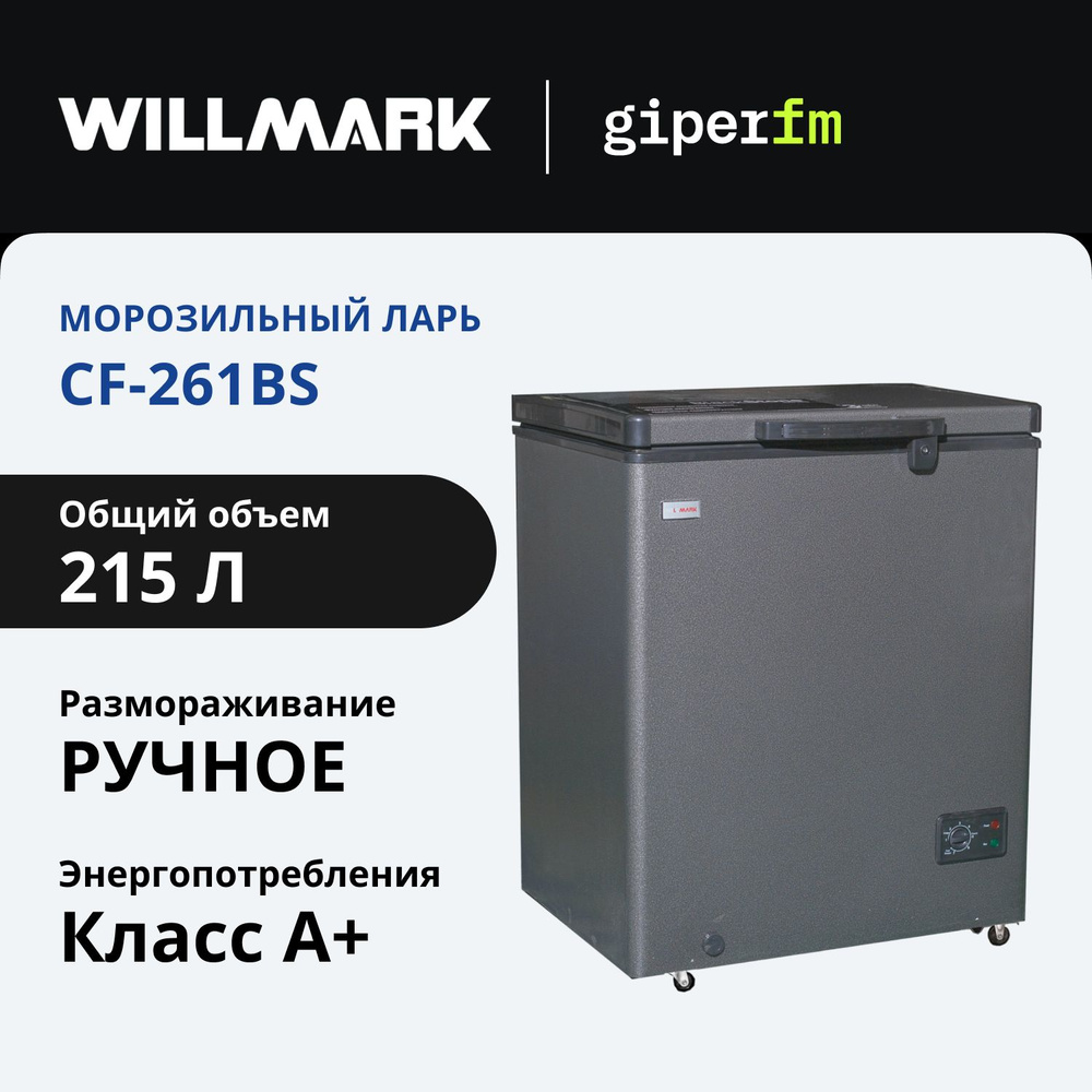 Морозильный ларь Willmark Black Stone CF-261BS, класс энергоэффективности A+, общий объём 215 л, режим #1