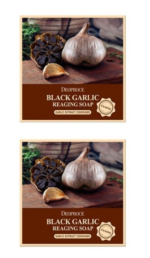 Deoproce Антивозрастное туалетное мыло Black Garlic Soap, с экстрактом чёрного чеснока, 100 гр, 2 шт #1