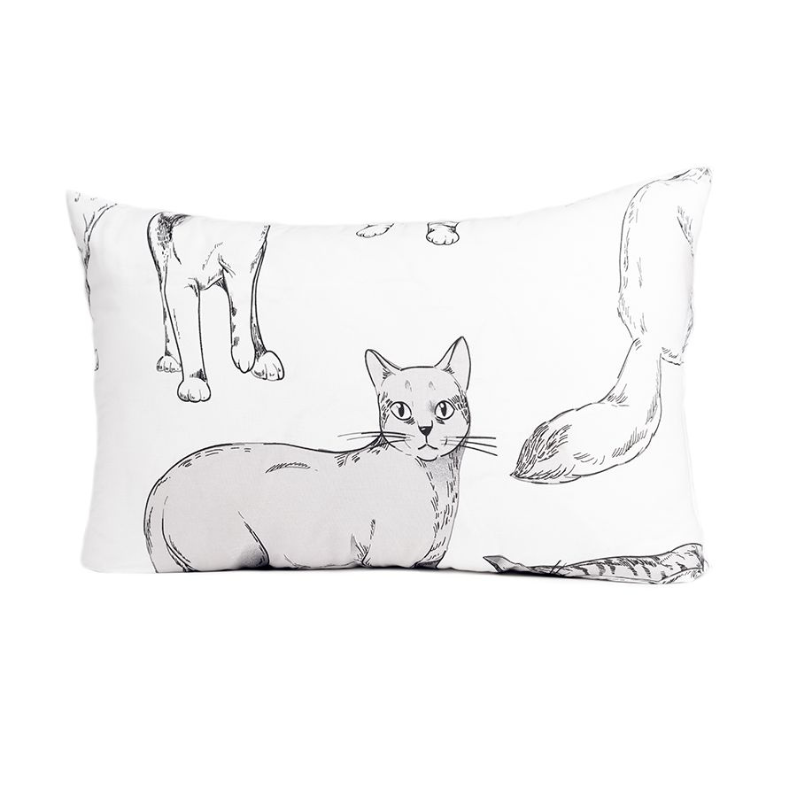 Наволочка на молнии Arneo Home Meow 50x70 см, 1 шт., 100% хлопок #1