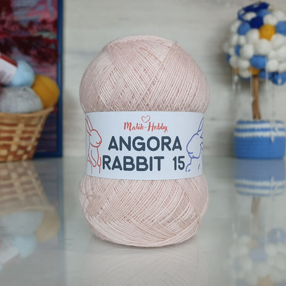 Пряжа Angora Rabbit 15 - 130 (жемчужно-розовый) 4 мотка Malik-hobby, (15% ангора, 5% шерсть, 30% вискоза, #1