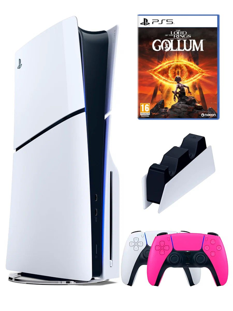 PS5 (ПС5) Игровая приставка Sony PlayStation 5 Slim disc + 2-й геймпад(розовый) + зарядное + игра Gollum #1