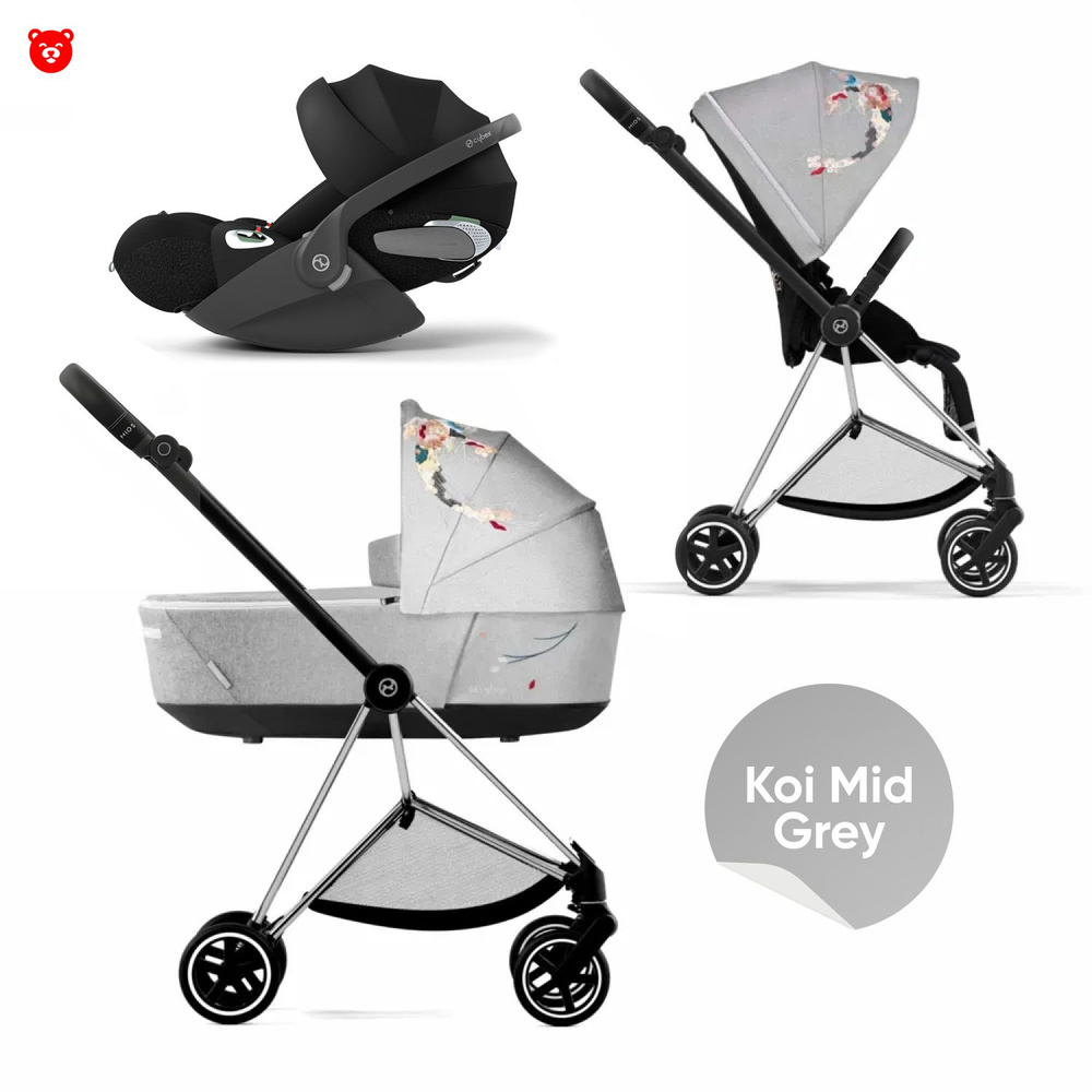 Cybex Mios III Коляска 3 в 1, шасси Chrome, черная ручка, текстиль Koi mid Grey  #1