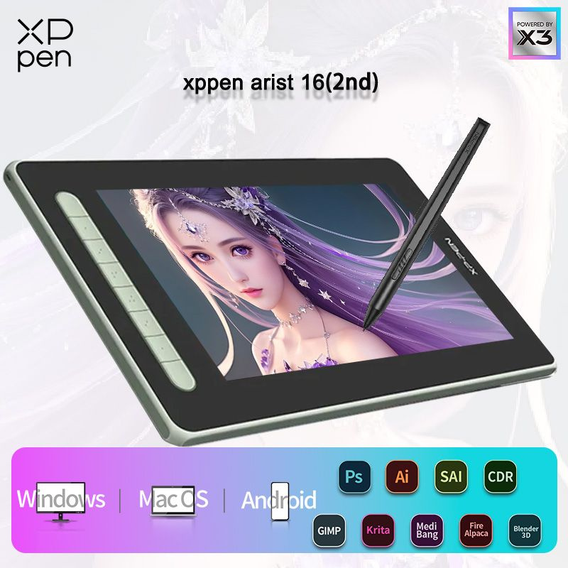 XP-Pen Графический экран Artist16(2nd Gen)., салатовый #1