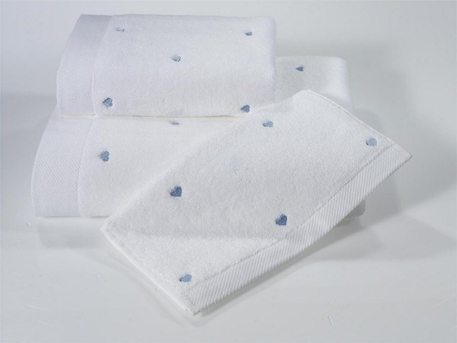 Soft Cotton Полотенце для лица, рук soft cotton, Махровая ткань, 50x100 см, белый, голубой, 1 шт.  #1