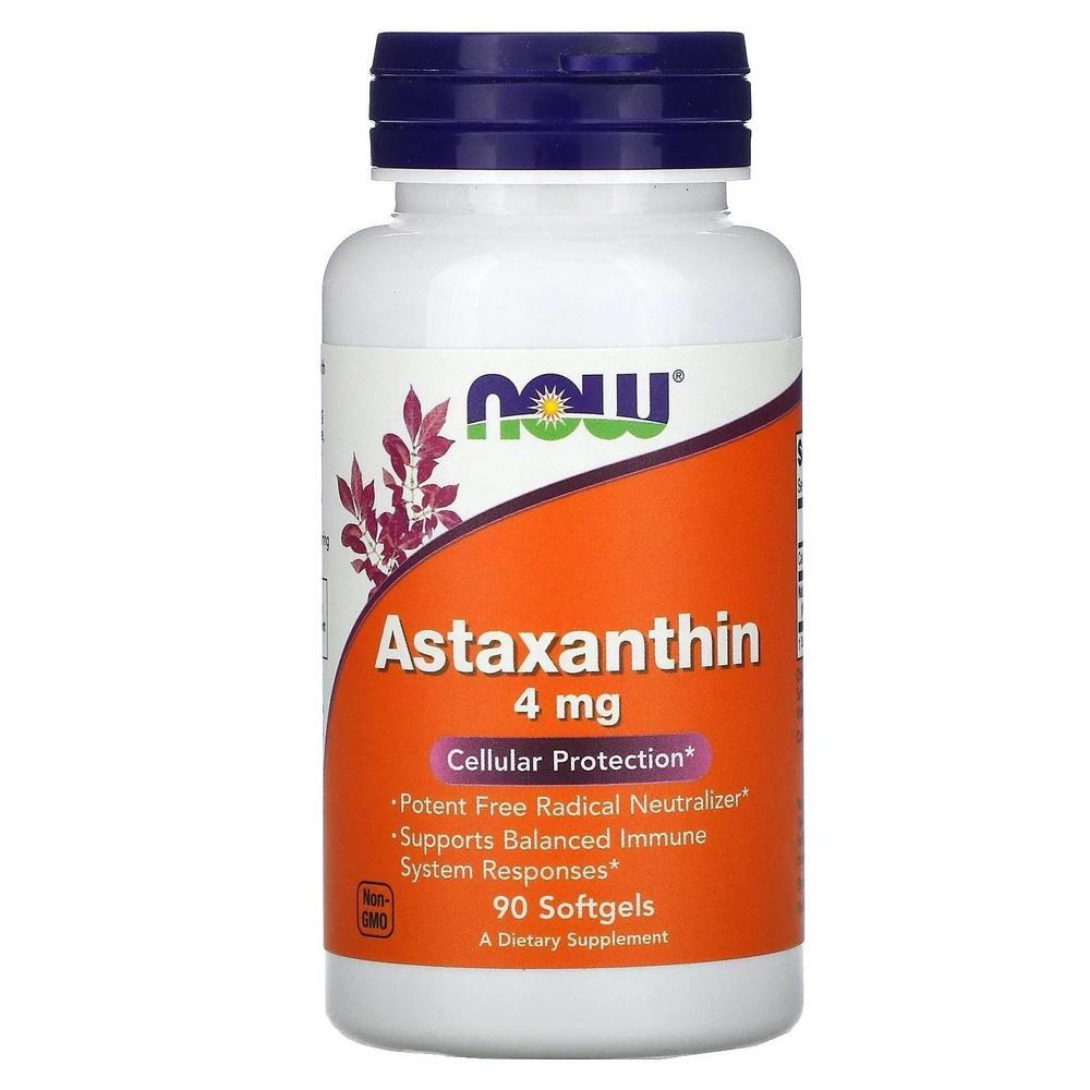 Астаксантин 4 мг Astaxanthin 90 капсул массой 750мг (NOW) #1