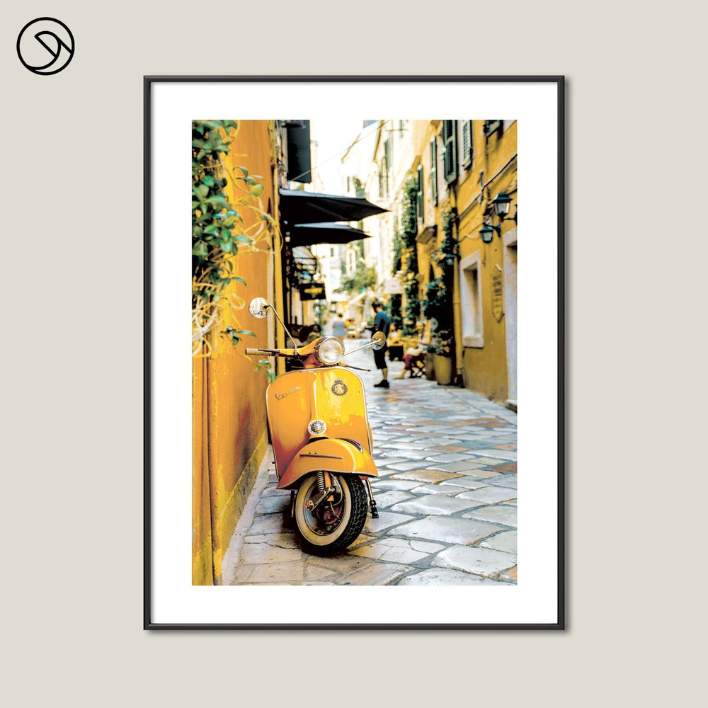 Постер на стену в раме 50х70 Postermarkt Желтая Vespa #1