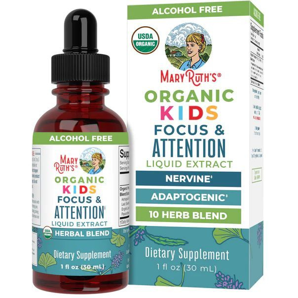 Kids Focus & Attention Organic Liquid Extract 30 мл Mary Ruth / Жидкий экстракт для концентрации и внимания #1