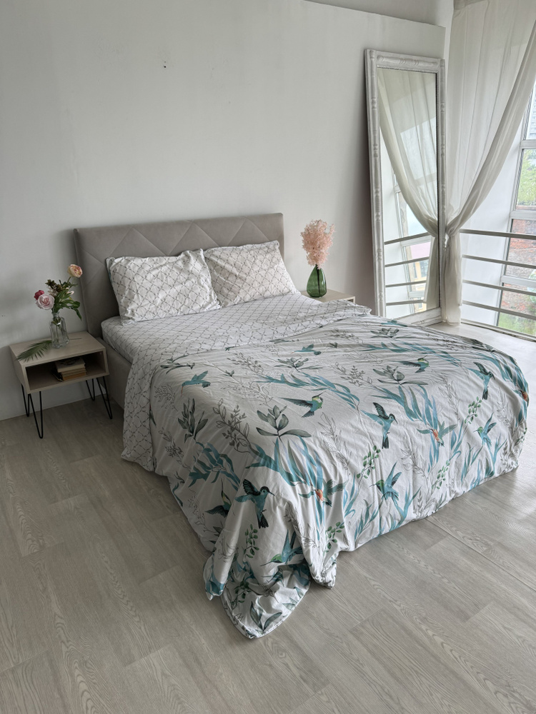 Постельное белье 1,5 спальное на резинке 120х200 перкаль 50х70 SL SmartLinen  #1