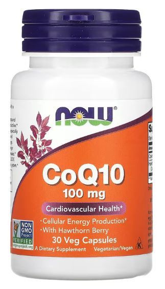 Коэнзим CoQ10 100 мг 30 vcaps, Пищевая добавка Now CoQ-10, Поддерживает здоровье сердца, Улучшает кровообращение #1