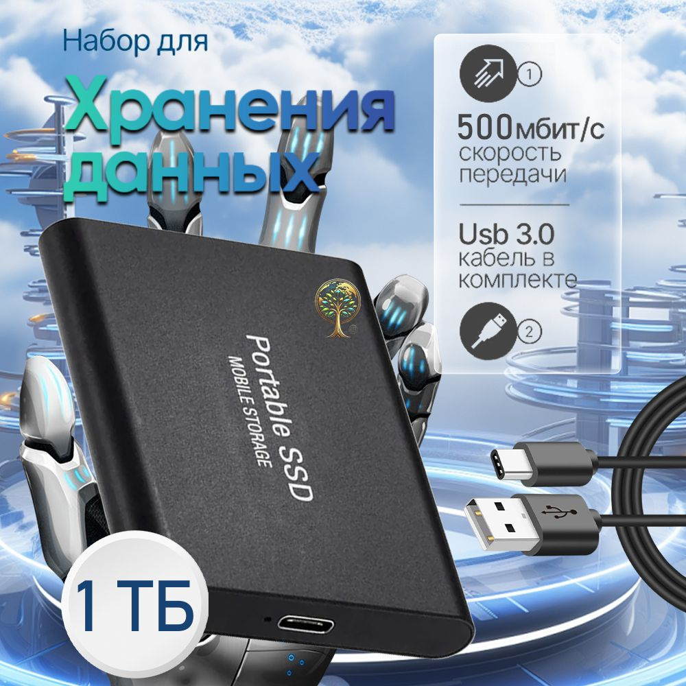 1 ТБ Внешний жесткий диск (жесткий диск внешний), черный, черно-серый ...