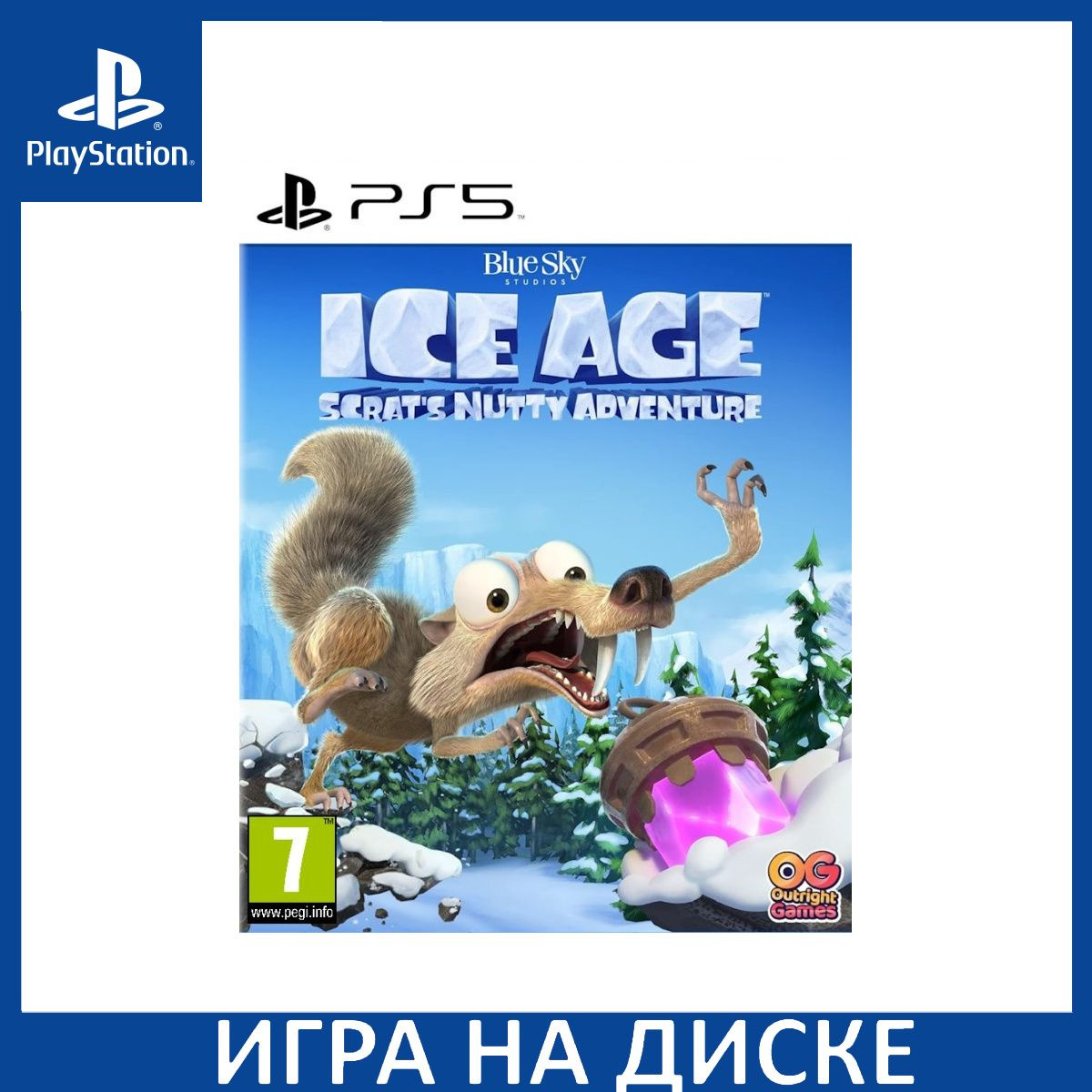 Диск с Игрой Ледниковый период (Ice Age): Сумасшедшее приключение Скрэта (Scrat's Nutty Adventure) (PS5). Новый лицензионный запечатанный диск.