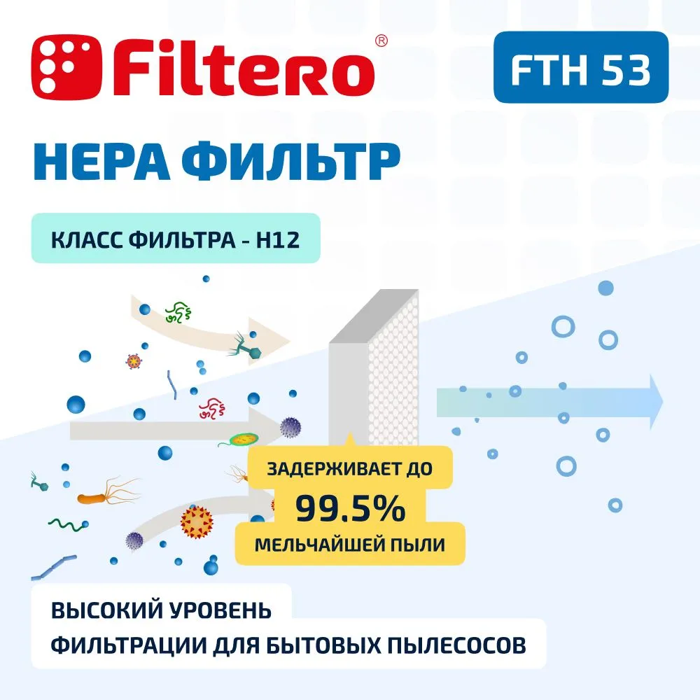 HEPA фильтр Filtero FTH 53 для пылесосов Tefal TW 31,TW 72, TW 76, Power XXL. Rowenta RO 31, RO 63 RO #8