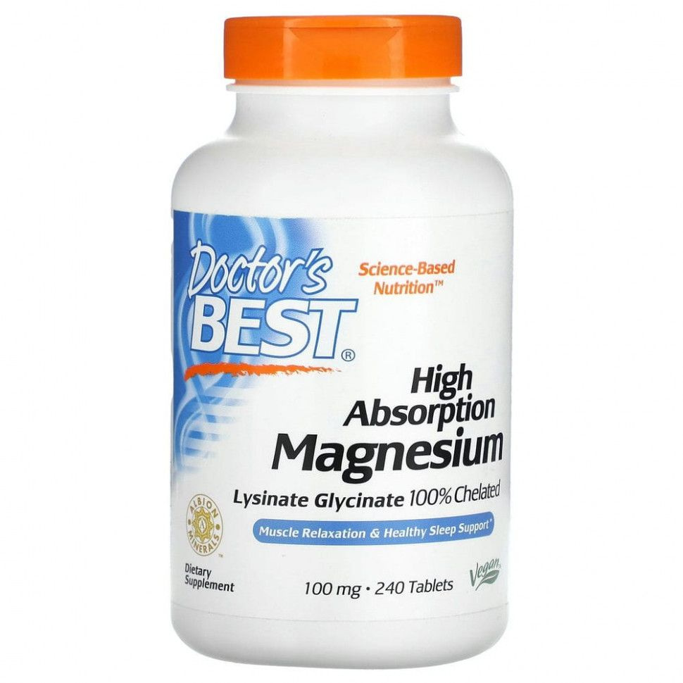 Магний 100 mg. 240шт. Doctor's Best / Доктор Бест High Absorption Magnesium 100 мг. 240 табл.  #1