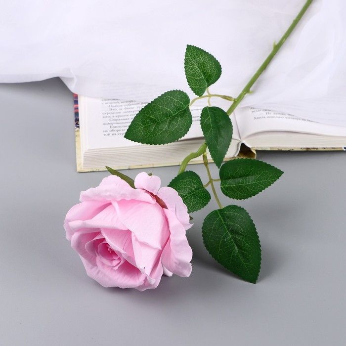 Цветы искусственные "Роза чайная экстра" d-7 см 44 см, розовый  #1