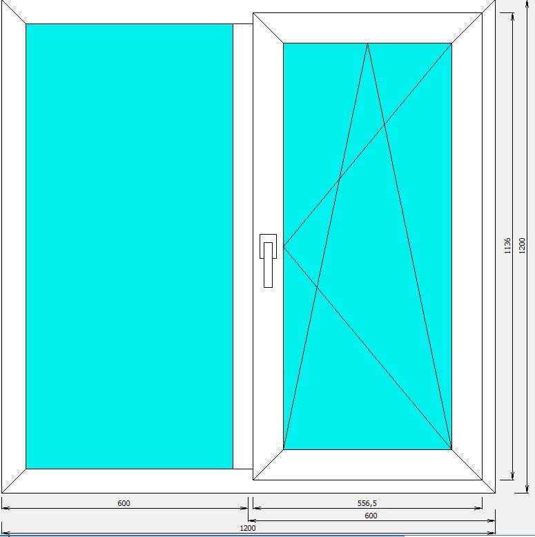 Пластиковое окно "Veka WHS" двухстворчатое, 120 х 120 см #1