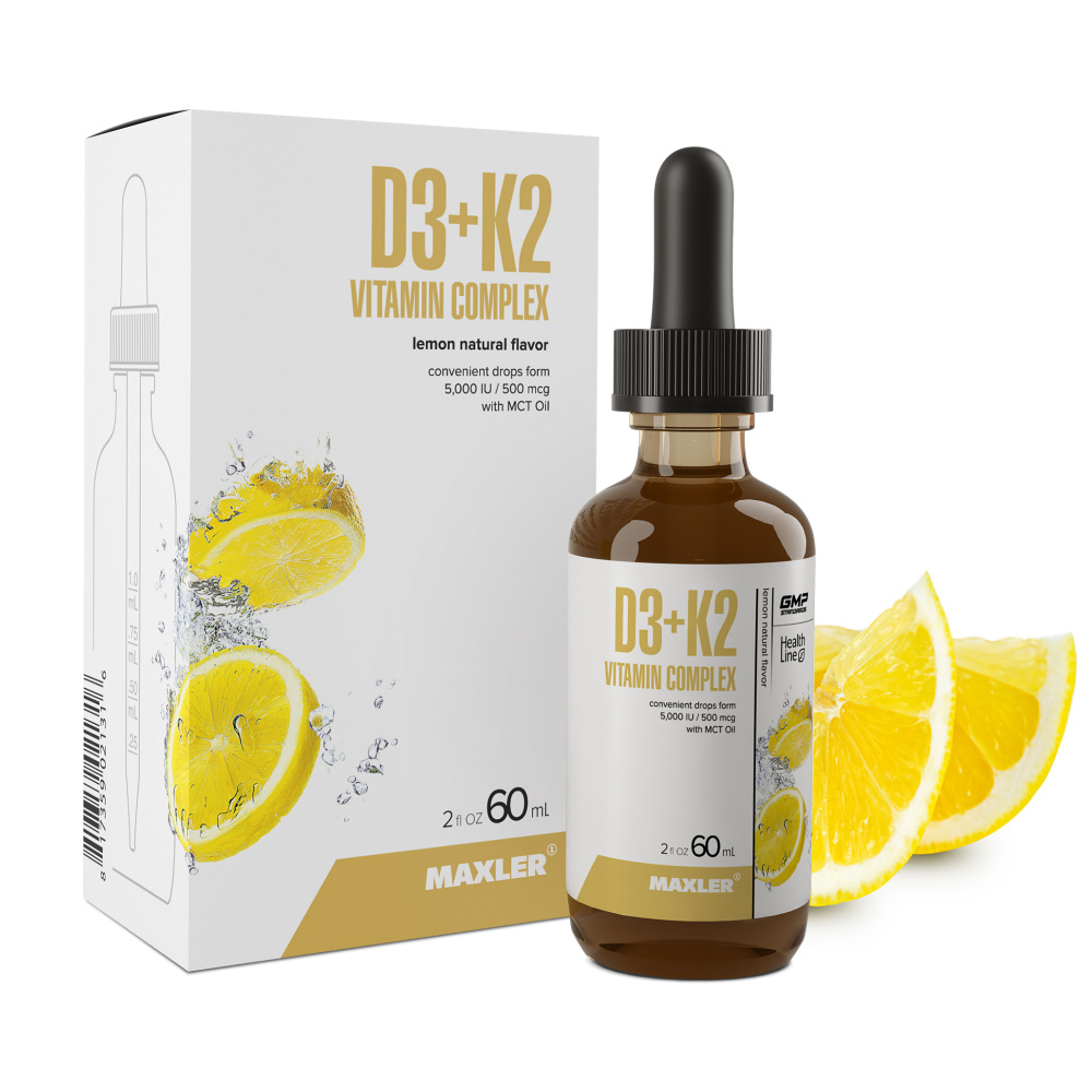 Витамин Д и Витамин K Maxler D3+K2 Vitamin Complex 60 мл Лимон #1