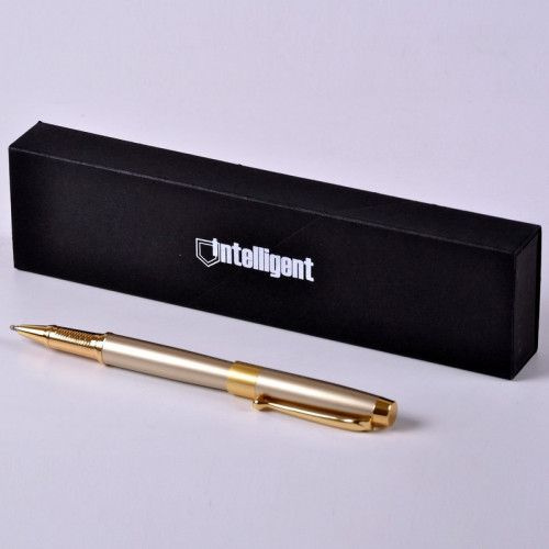 Ручка роллер подарочная INTELLIGENT 0,7мм, металлический золотистый корпус, синяя, в картонном футляре #1