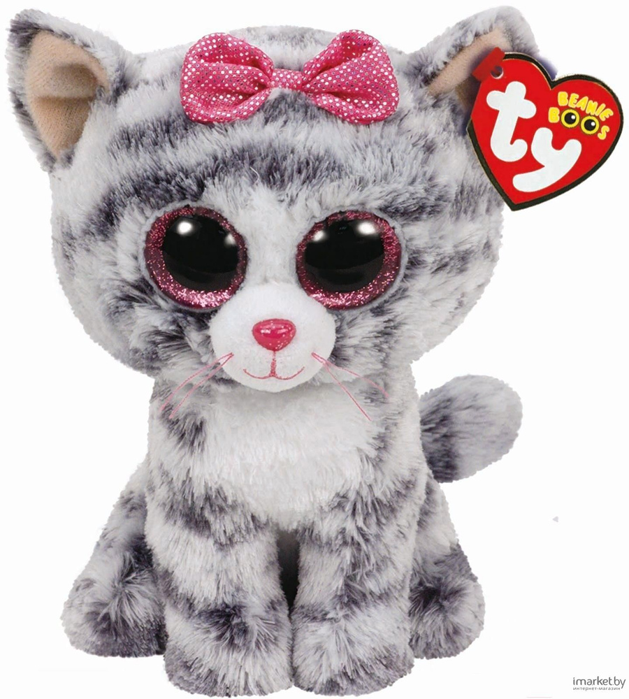 Мягкая игрушка Кошка Kiki (серая) серии "Beanie Boo's" 15см #1