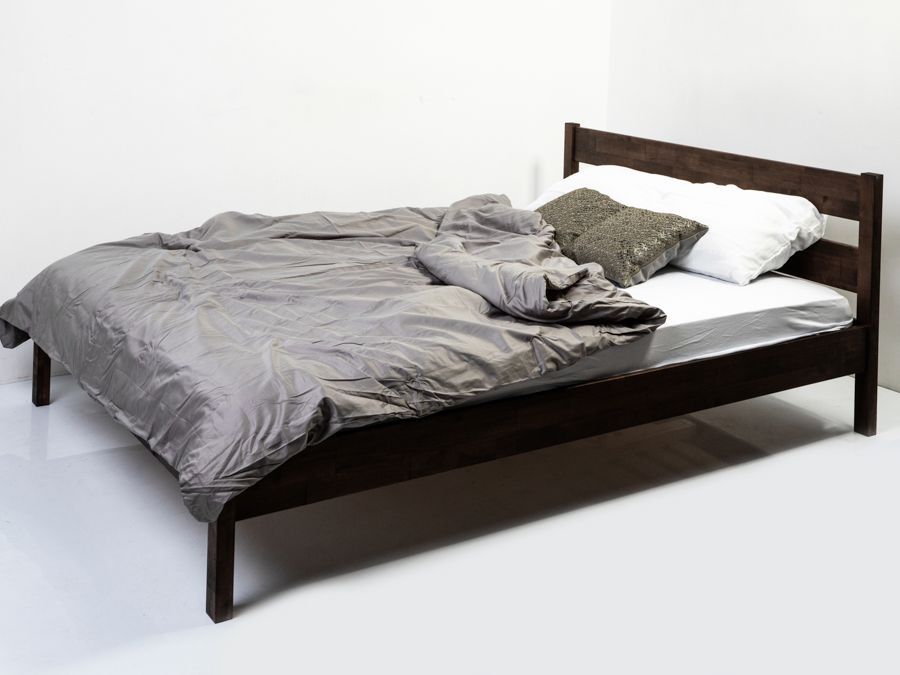 Двуспальная кровать Агата из массива березы, 140 х 200 см, без настила, цвет палисандр  #1