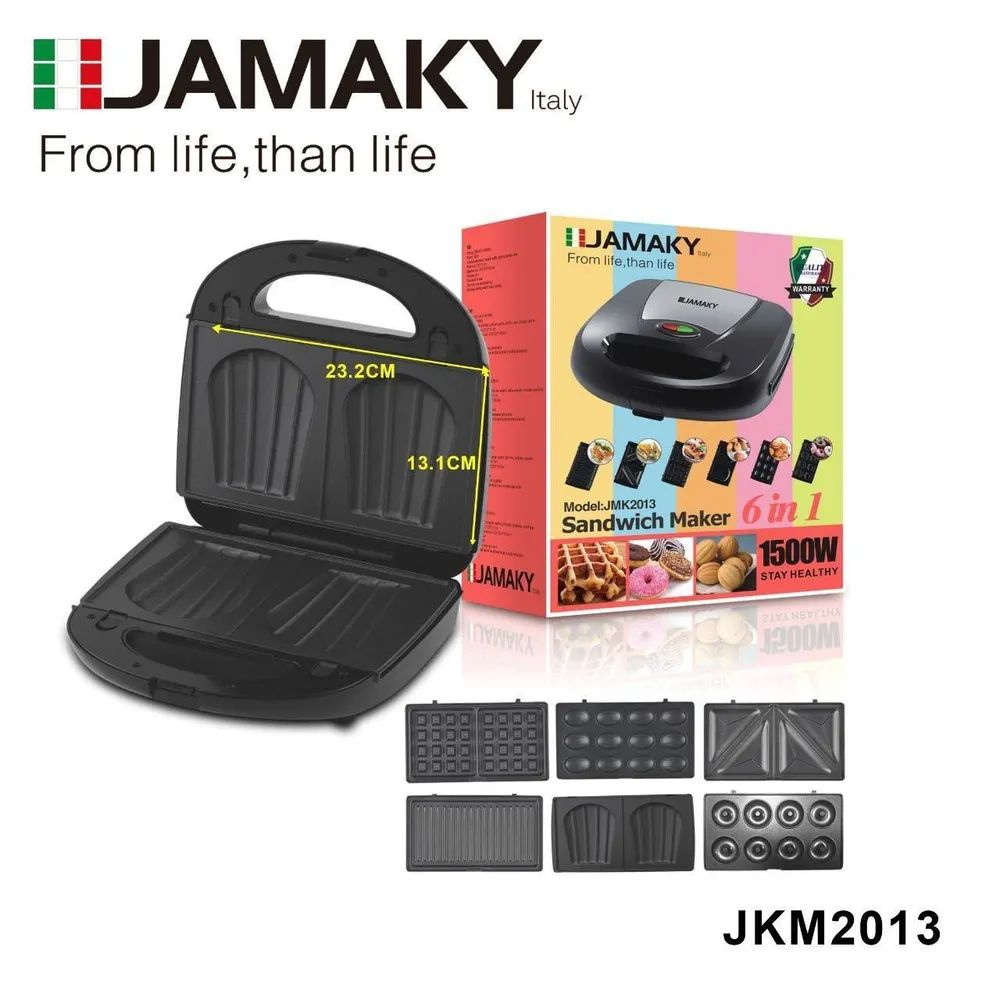 JAMAKY Вафельница JMK-2013 1500 Вт, черно-серый #1