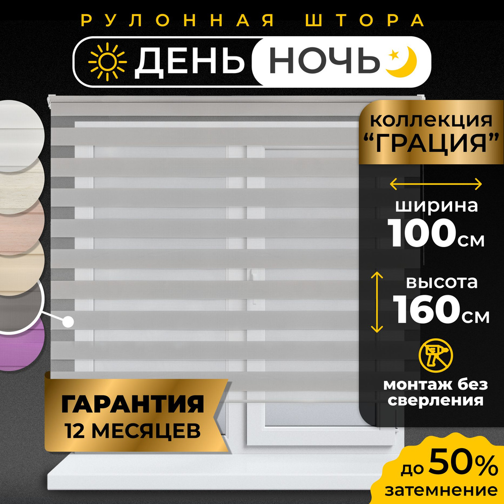 Рулонные шторы LmDecor день-ночь 100х160 см, жалюзи на окна 100 ширина, рольшторы  #1