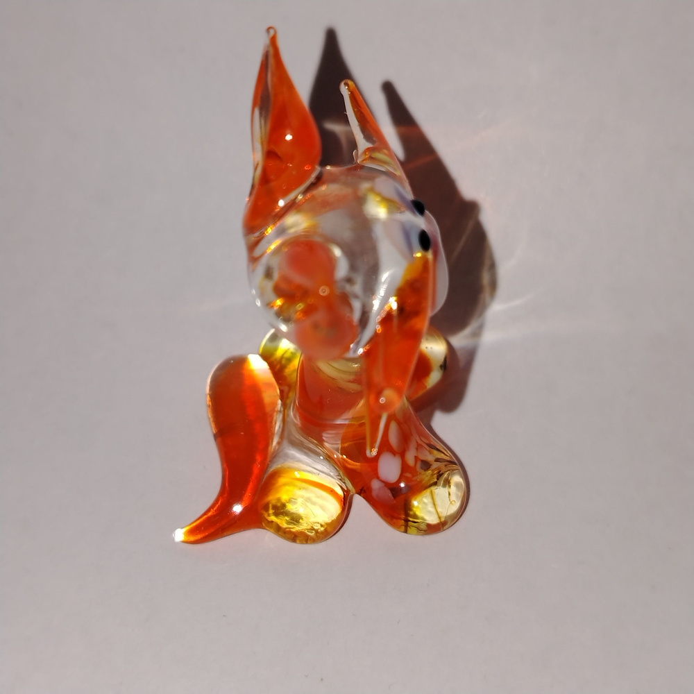 Фигурка стеклянная "Кошка" оранжево-прозрачная. К26 #1
