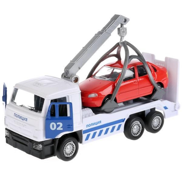 Машинка игрушка детская для мальчика Камаз металлическая модель Технопарк Эвакуатор инерционная 12 см #1