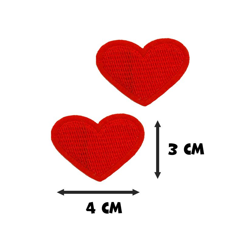 ТЕРМОАППЛИКАЦИЯ НА ОДЕЖДУ "СЕРДЦЕ", 3х4 см, 2 шт., красный #1