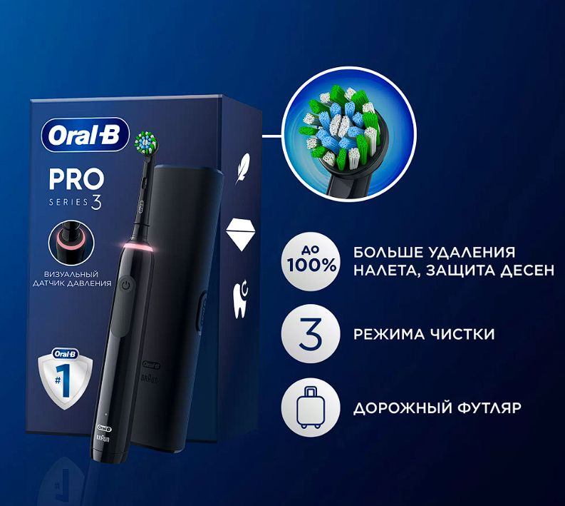 Электрическая зубная щетка ORAL-B Pro 3 3000/D505.513.3 CrossAction черная  #1