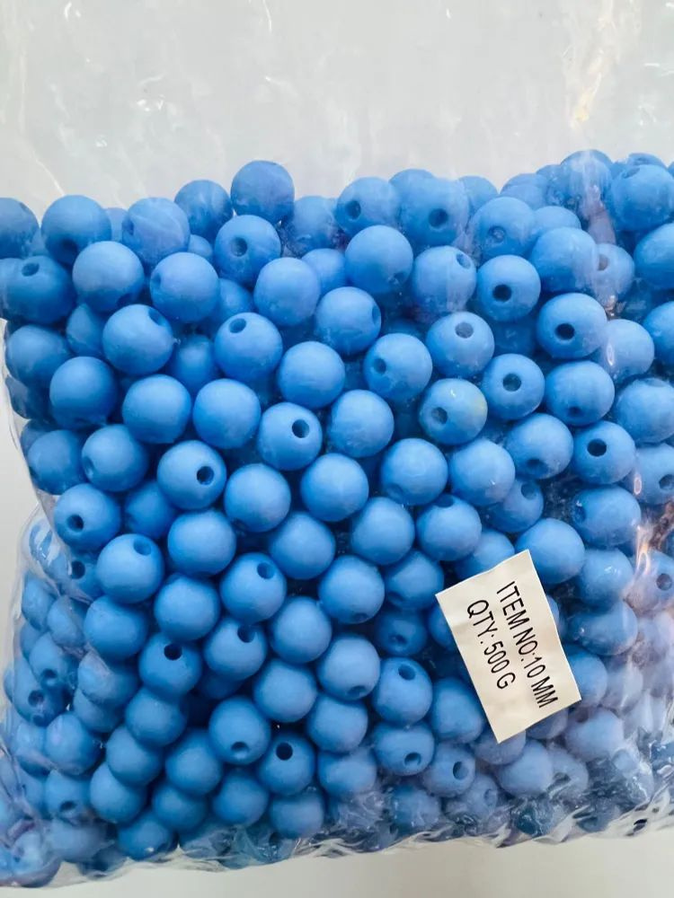 Бусины матовые 10 мм в уп.100 гр, голубые . #1