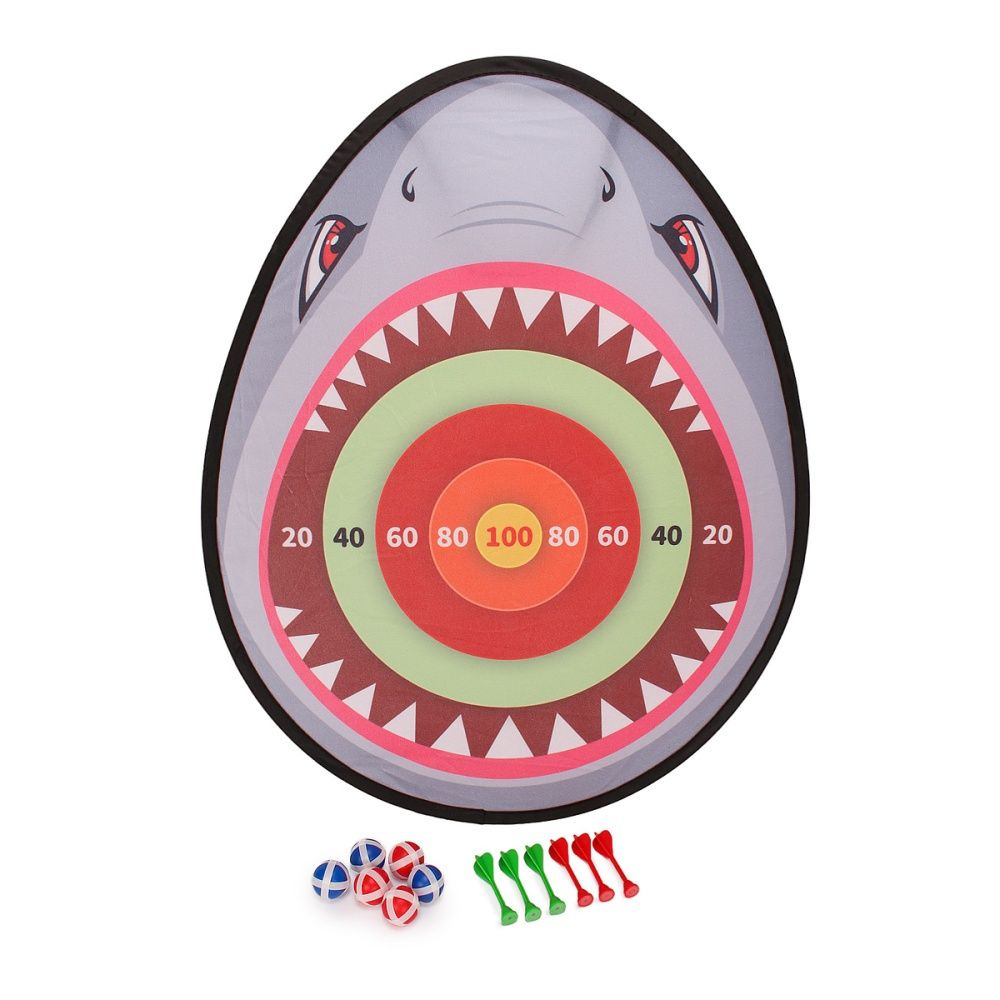 Дартс КНР "Акула", 3 в 1, 6 мячей с липучками, 6 дротиков, в коробке, 3888-12 (2377790)  #1