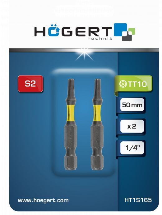 Биты ударные Torx T10 50мм (2 шт.) HOEGERT HT1S165 #1