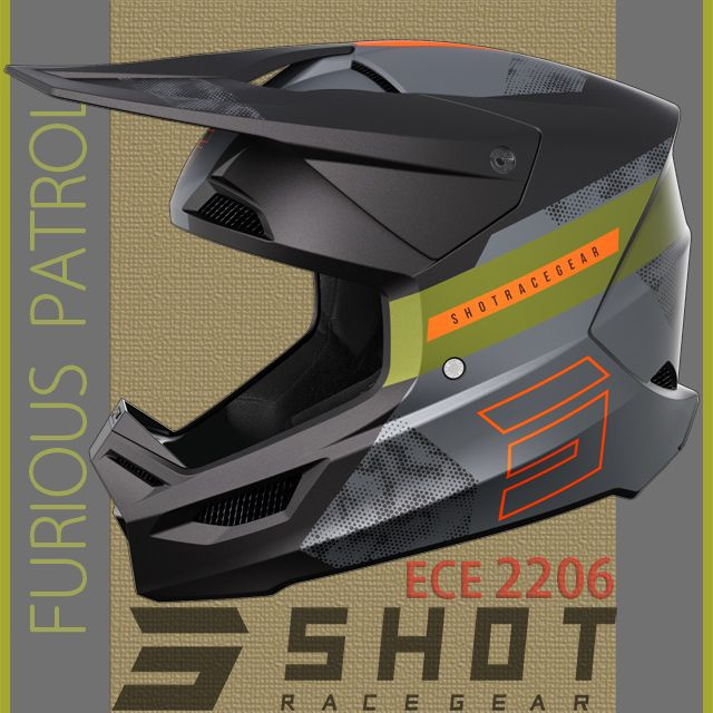 Шлем кроссовый SHOT FURIOUS PATROL EU-2XL(63-64) черный хаки матовый #1