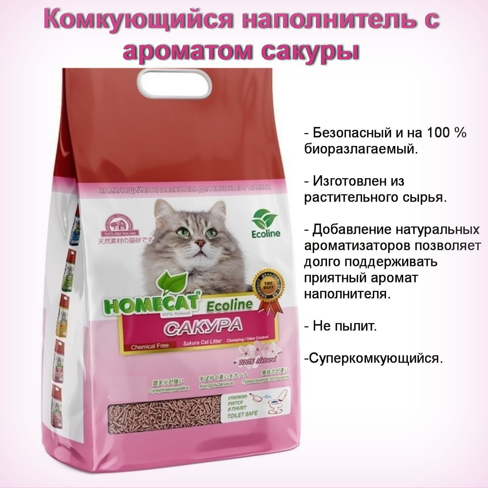 Homecat Наполнитель Соевый Комкующийся Сакура 2800г. #1