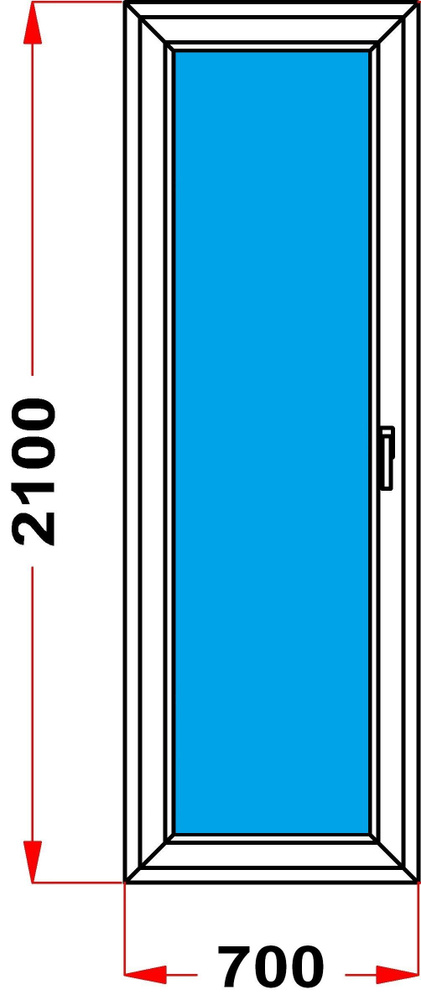 Балконная дверь 70 мм (2100 x 700), с поворотной створкой, стеклопакет 3 стекла, левое открывание  #1