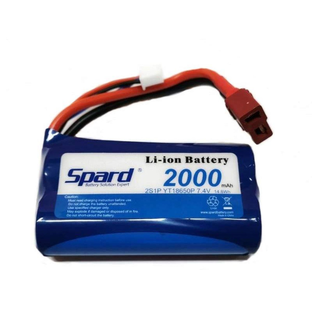 Аккумулятор Li-Ion Spard 2000mAh, 7,4V, 15C, T plug для Remo Hobby 1/16, Himoto 1/18 #1