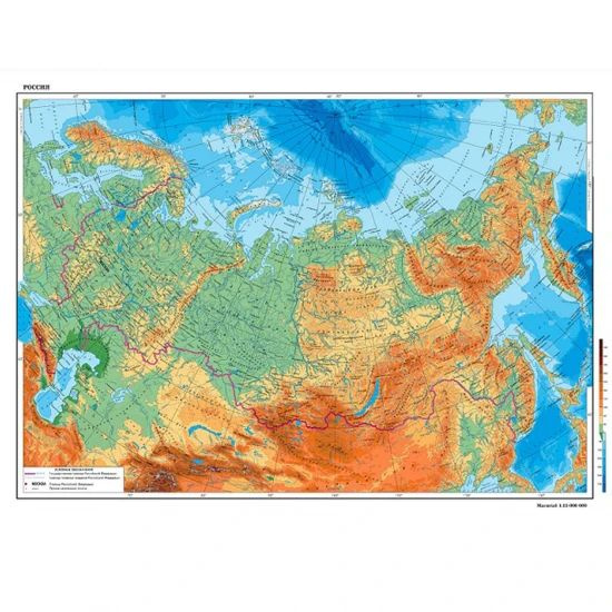 Карта настенная, России, физическая, 1:8 500 000, 70*101 см, интерактивная 3D, 1 шт. в заказе  #1