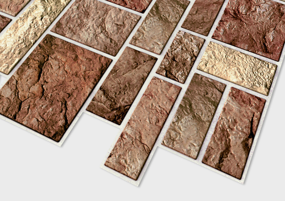Листовые Панели ПВХ, водостойкие, Камень "Пиленый коричневый" , (980 х 489, 4мм.) 1 шт.  #1