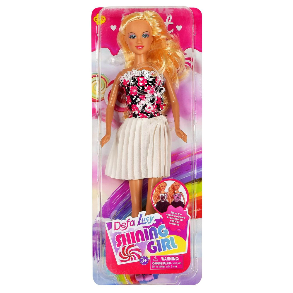 Кукла Defa Lucy Модница в платье с пайетками с разноцветным верхом и белой юбкой 29 см  #1