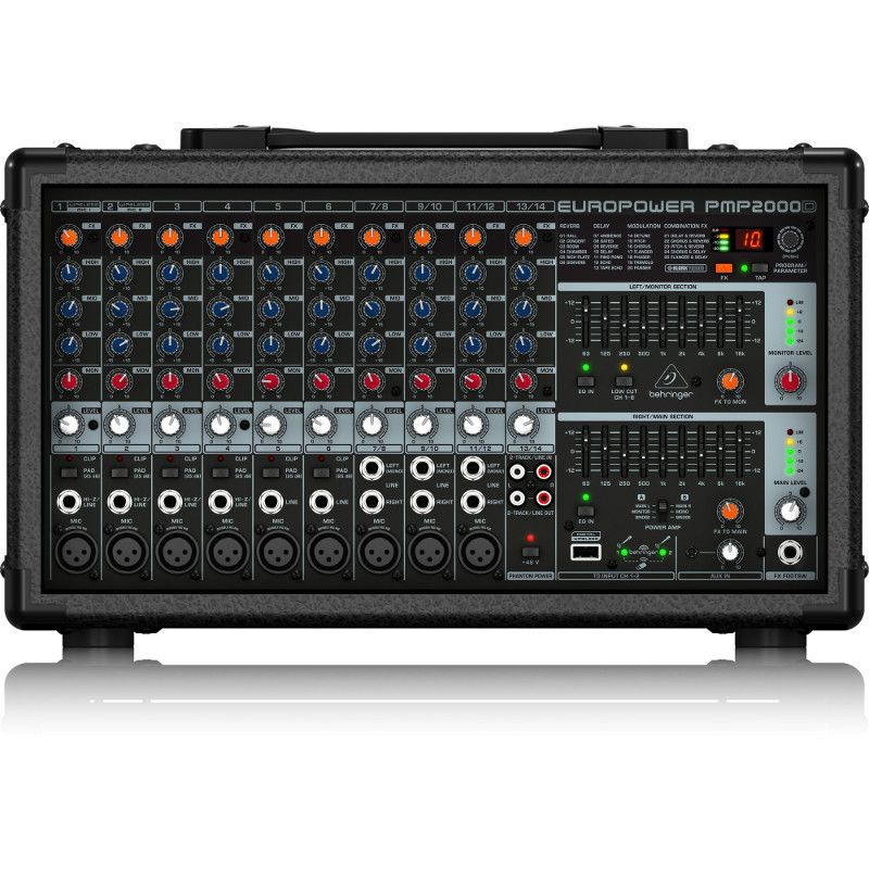 Behringer PMP2000D - Микшер-усилитель 2 х 500Вт8Ом, 2 х 1000Вт4Ом, 14 каналов, 6 мик.+3 мик.моно/лин. #1